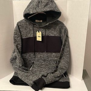 Men’s hoodie zippered front pockets chest measurements 22 inches black & white